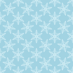 Snowflakes seamless pattern. White and blue background with christmas elements