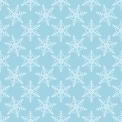 Snowflakes seamless pattern. White and blue background with christmas elements