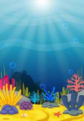 Underwater scene with tropical coral reef