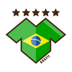 Vector illustration. Football tournament 2018. Flag of Brazil. logo for the summer soccer championship. Sports wear. T-shirt