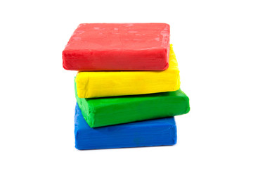Plasticine isolated on white background,Colorful plasticine isolated