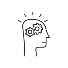 thin line thinking process in black human head