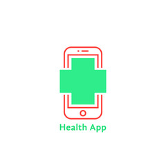 red thin line phone like simple health app logo
