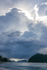 Las Cabanas beach stormy weather in Palawan island, Philippines