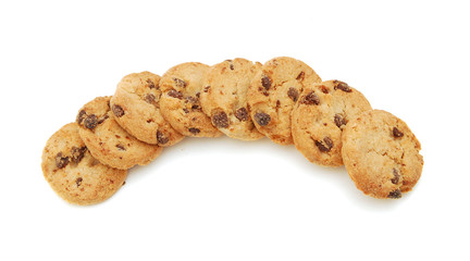 Extreme close-up image of chocolate chips cookies