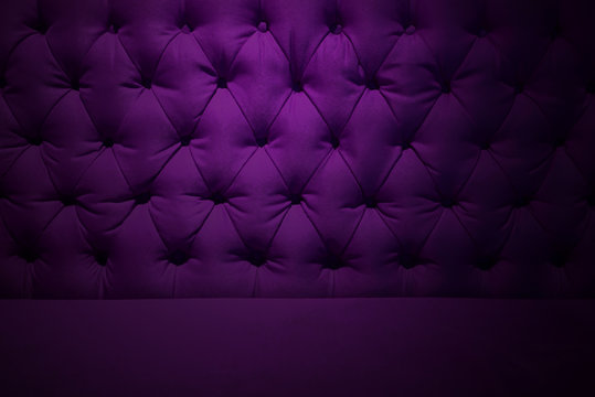 Purple Burgundy Velvet Texture Or Background And Soft Tufted Fabric Furniture Diamond Pattern Decoration With Buttons.