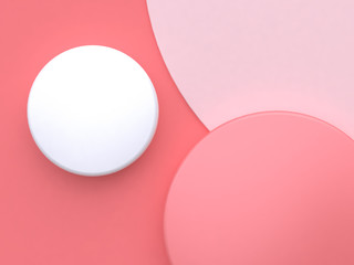 abstract white circle minimal pink background 3d rendering