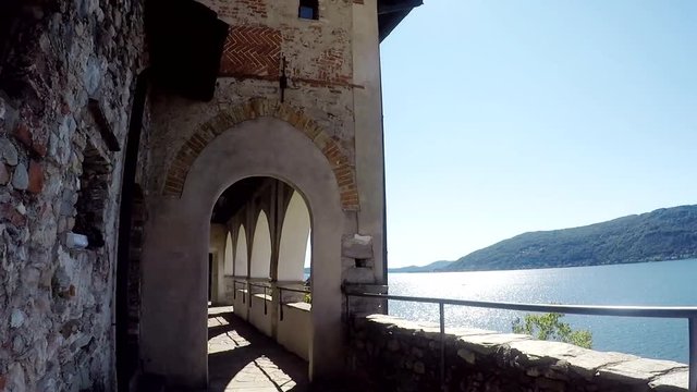 Santa Caterina del Sasso. Italy. Perfect views of ancient monastery.