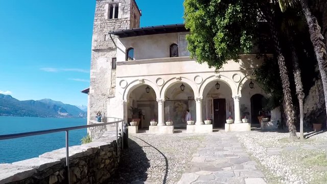 Santa Caterina del Sasso. Italy. Perfect views of ancient monastery.