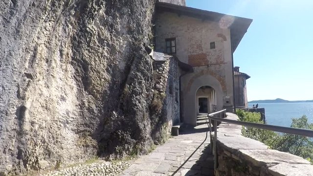 Santa Caterina del Sasso. Italy. Perfect views of ancient monastery.