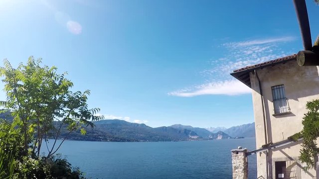 Santa Caterina del Sasso. Italy. Perfect views of ancient monastery.