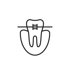 Naklejka premium thin line icon of dental braces
