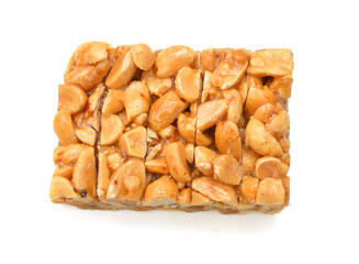 Honey bars with peanuts, sesame and sunflower seeds isolated