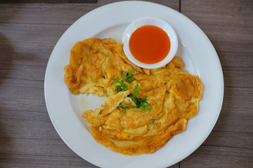 Traditional local Thai omelet simple