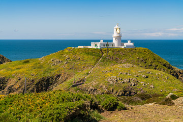 Fototapeta na wymiar Strumble Head Lighthouse, near Goodwick, Pembrokeshire, Dyfed, Wales, UK