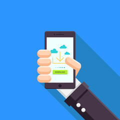 Modern Flat Long Shadow Cloud Downloading Technology Icon