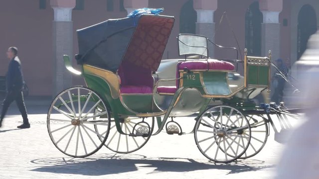 Horse drawn carriage in a street of medina in Marrakech Morocco &ndash; 4K