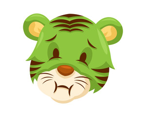 Cute Vomiting Tiger Face Emoticon Emoji Expression Illustration