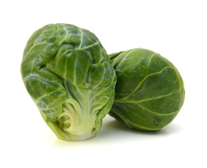 Fototapeta premium a pile of Brussels sprouts on a white background