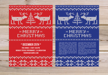 Christmas Flyer with Knit Sweater Background