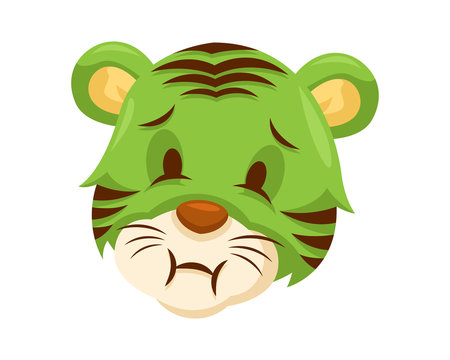 recommend clip art: Cute Vomiting Tiger Face Emoticon Emoji Expression Illustration