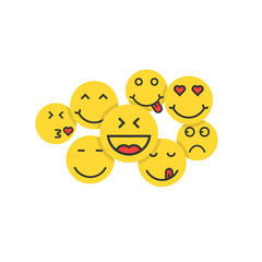 set of yellow emoji like crowd of people