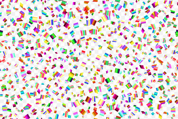 Bright colorful falling confetti isolated on trasparent background.