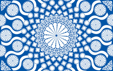 illustration artwork pattern texture background wallpaper design of different shapes like circles and squares with blue and white colors