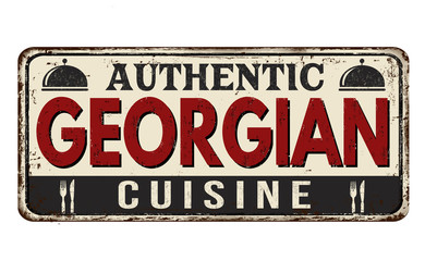 Authentic georgian cuisine  vintage rusty metal sign