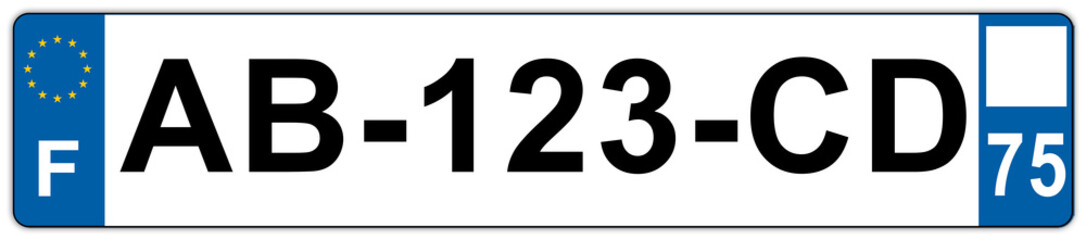 Plaque d'Imaatriculation Française