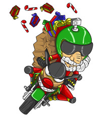 Santa claus sends gifts to celebrate christmas day. vector and illustration
