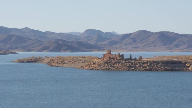 Lake formed by the el mansour eddahbi barrage near Ouarzazate Morocco 