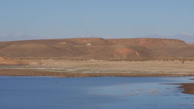 Lake formed by the el mansour eddahbi barrage near Ouarzazate Morocco 