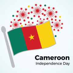 Independence day of Cameroon. Vector illustration with flag and fireworks