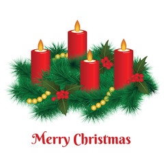 Advent wreath with burning candles