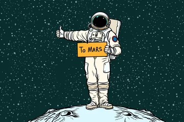 Rideaux tamisants Chambre de garçon Un astronaute fait du stop sur Mars