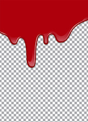 Vector Bloody background. Strawberry syrup or ketchup on transparent Background