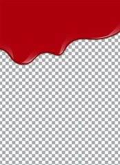 Vector Bloody background. Strawberry syrup or ketchup on transparent Background