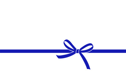 Decorative beautiful blue bow with horizontal ribbon isolated on white background. Vector bow.