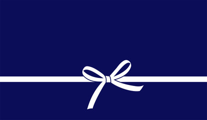 Decorative beautiful white bow with horizontal ribbon isolated on blue background. Vector bow.