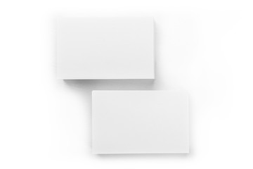Blank business cards stacks mockup on a white background