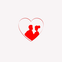 red silhouette of a heart with a loving couple