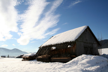 Hütte im Winter, Aflenz, Steiermark