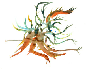  Hand-drawn abstract art. Decoration, design, cover.