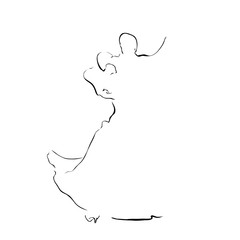 Waltz. Sketch of dancing couple. Symbol. Line vector.