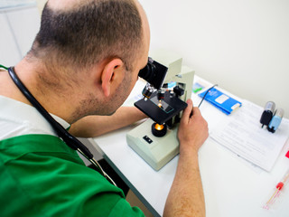Veterinary,Doctor examing samples in Vet clinic