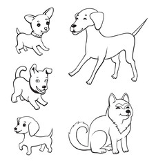Cartoon style dogs set