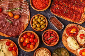 Typical spanish tapas concept.