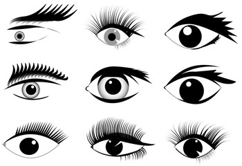 A set of different decorative elements of the eyes, can be used for decor, as well as for creating characters or web icons, exclusive design