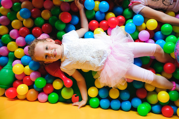 Fototapeta na wymiar Indoor playground with colorful plastic balls for children